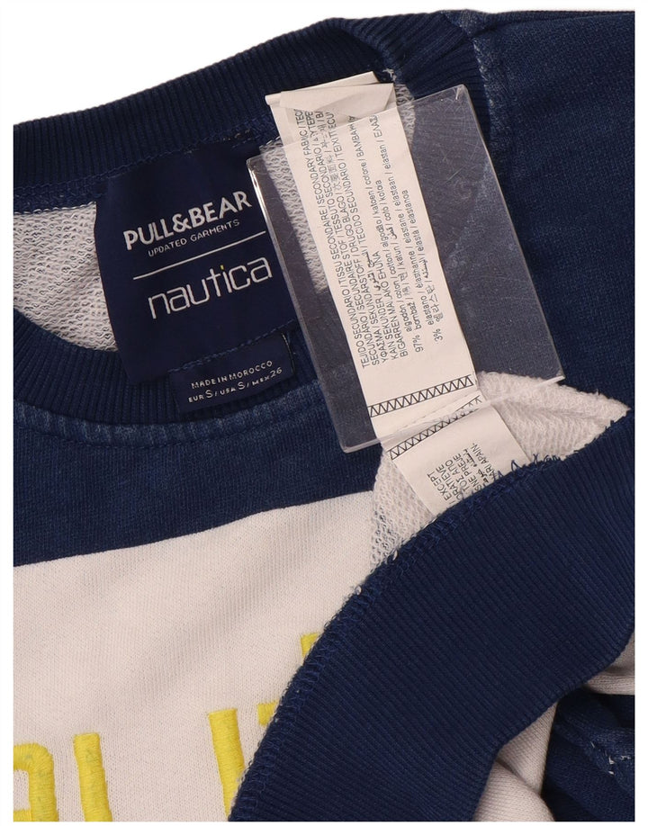 NAUTICA Womens Oversized Sweatshirt Jumper UK 10 Small Navy Blue Striped