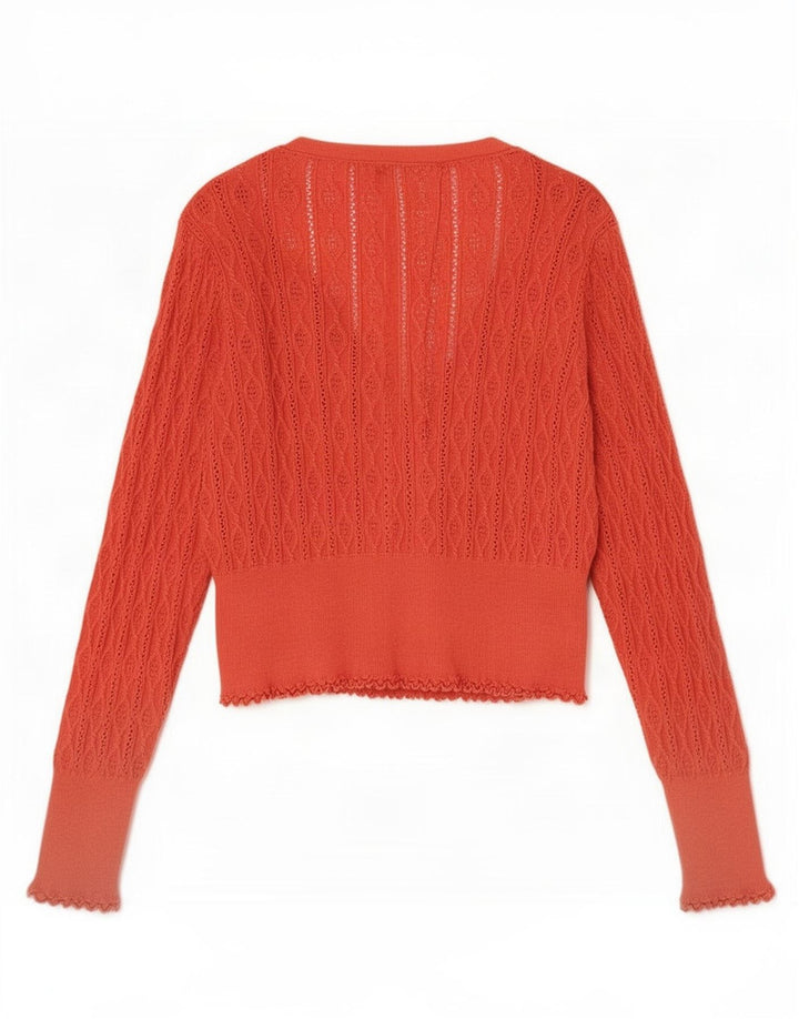Oasis Womens Oversized Cardigan Sweater UK 14 Medium Orange Cotton