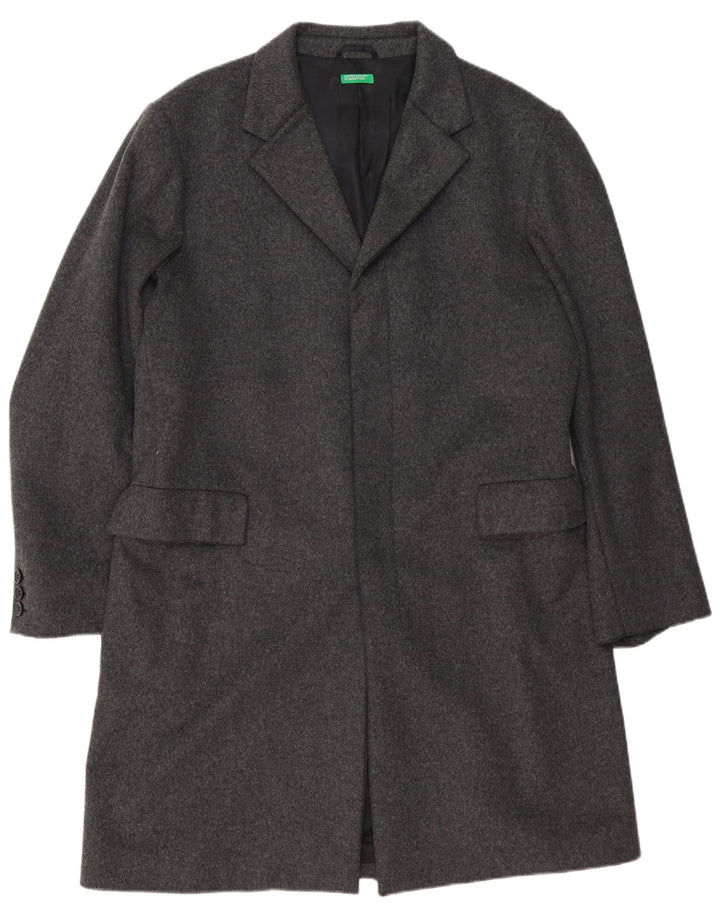 BENETTON Mens Overcoat IT 52 XL Grey Wool