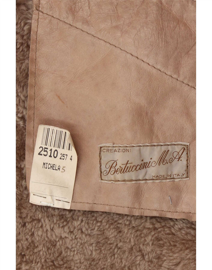 Vintage Womens Shearling Jacket UK 12 Medium Brown Classic