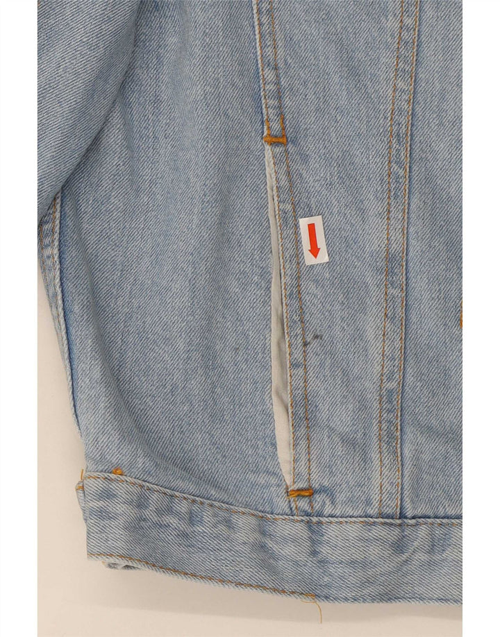 Chambers Womens Graphic Denim Jacket UK 12 Medium Blue Cotton