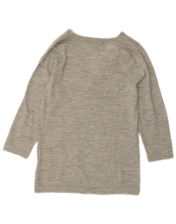 Boden Womens 3/4 Sleeve V-Neck Jumper Sweater UK 10 Small Grey Flecked