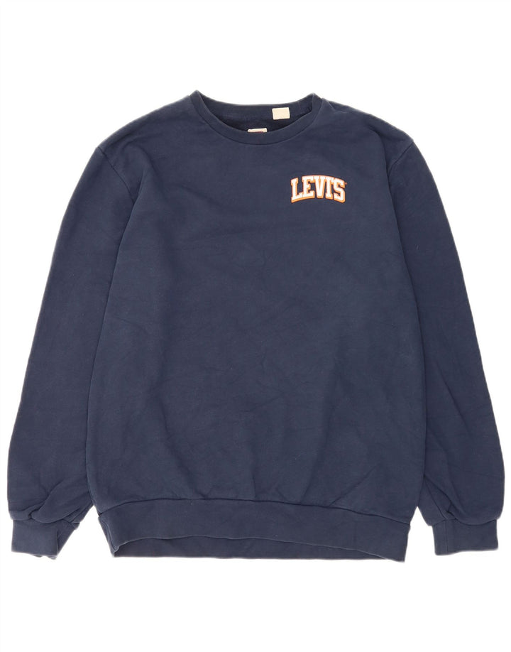 Levi's Mens Standard Graphic Sweatshirt Jumper Large Navy Blue Cotton