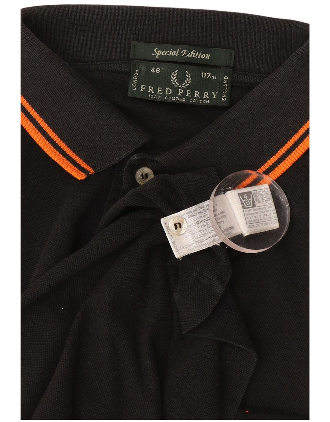 Fred Perry Mens Polo Shirt Large Black Cotton