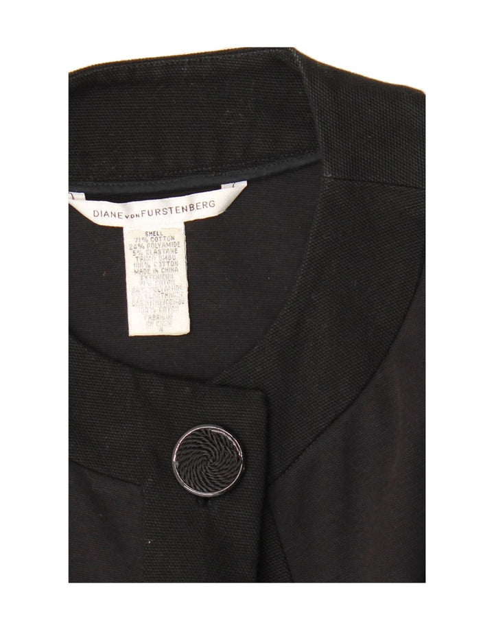 FURSTENBERG Womens 3/4 Sleeve Overcoat UK 14 Medium Black Cotton Vintage Furstenberg and Second-Hand Furstenberg from Messina Hembry 