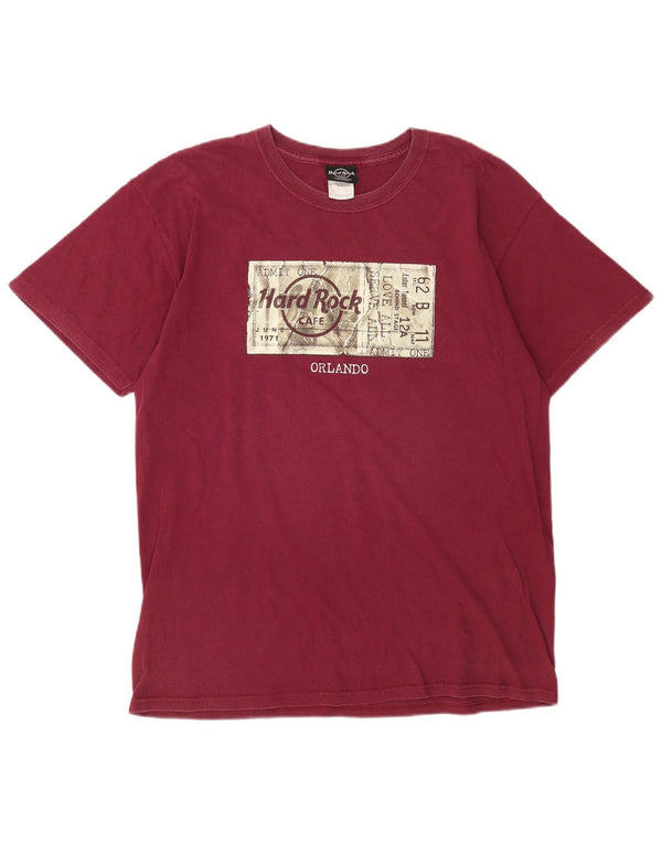 Hard Rock Cafe Mens Orlando Graphic T-Shirt Top Large Burgundy Cotton
