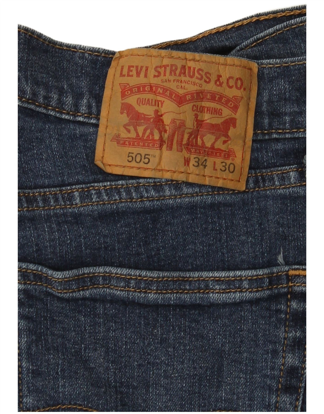 LEVI'S Mens 505 Straight Jeans W34 L30 Navy Blue Cotton