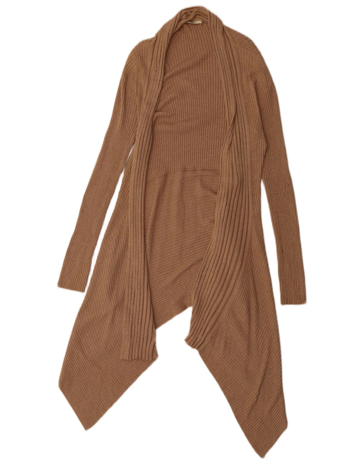 Marks & Spencer Womens Asymmetric Cardigan Sweater UK 12 Medium Brown