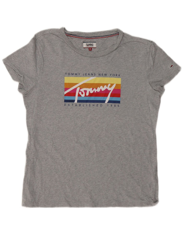 Tommy Hilfiger Womens Graphic T-Shirt Top UK 14 Medium Grey