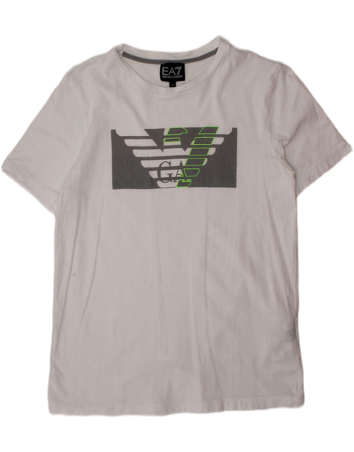 EMPORIO ARMANI Boys Graphic T-Shirt Top 13-14 Years White Cotton