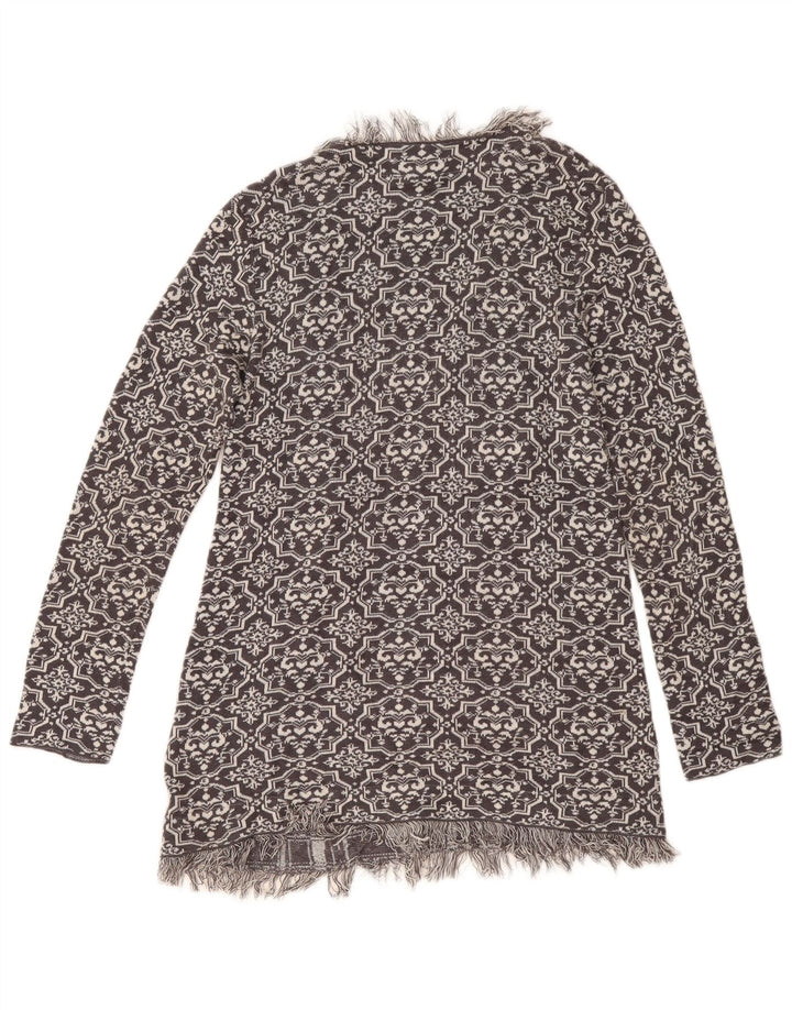 Rip Curl Womens Open Cardigan Sweater UK 8 Small Grey Fair Isle