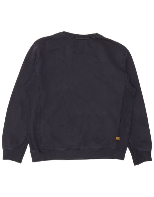 G-Star Mens Sweatshirt Jumper Large Navy Blue Cotton