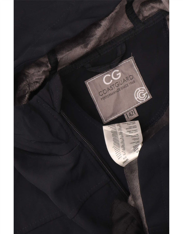 Coast Guard Womens Hooded Windbreaker Coat IT 42 Medium Navy Blue