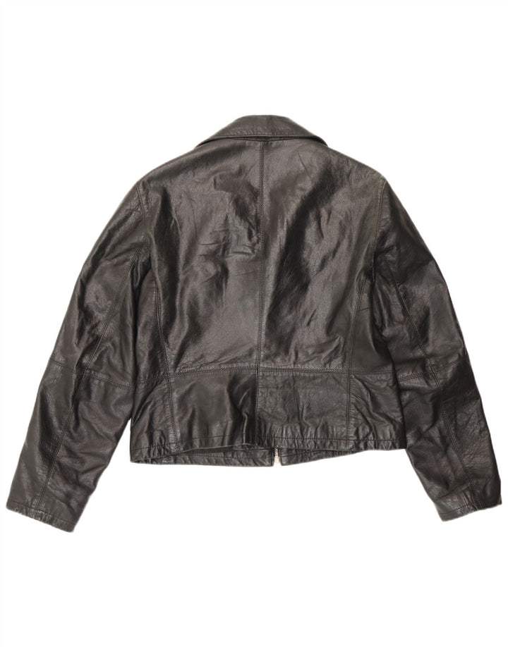 Vintage Womens Leather Jacket IT 48 XL Black