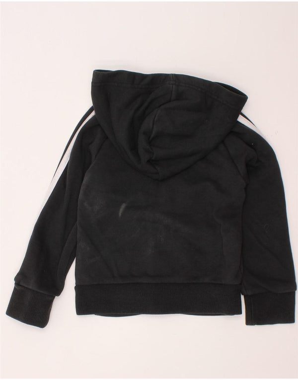 ADIDAS Boys Zip Hoodie Sweater 4-5 Years Black Cotton