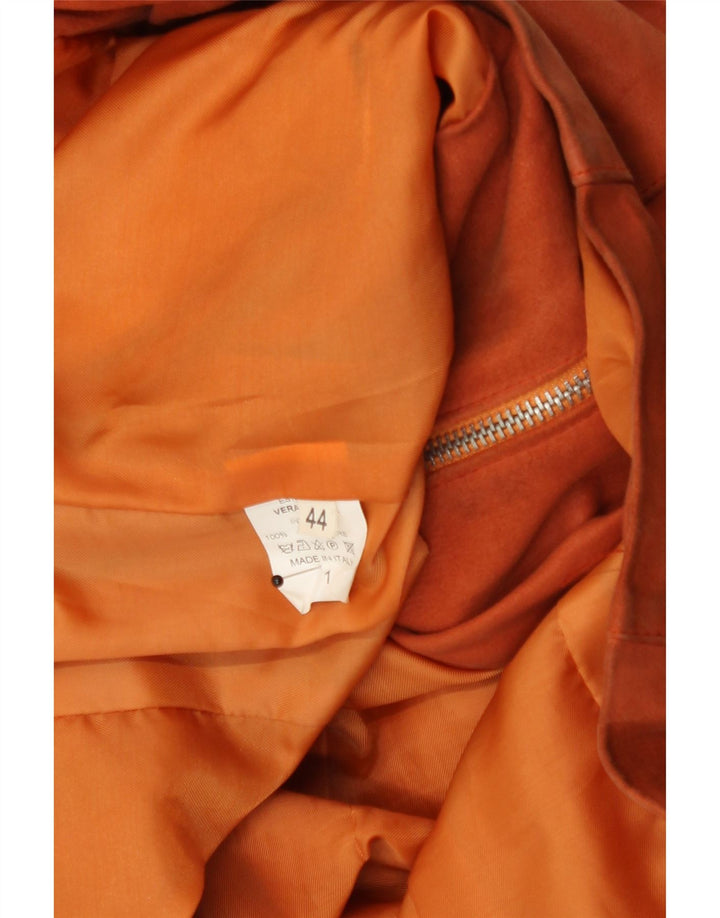 Vintage Womens Crop Leather Jacket IT 44 Medium Orange Leather