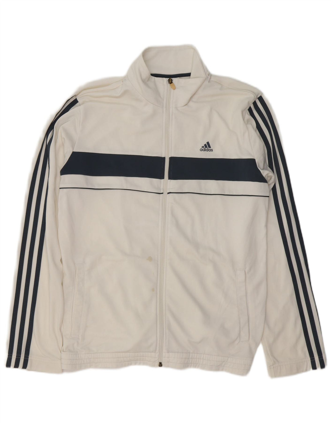 ADIDAS Mens Tracksuit Top Jacket Medium White Colourblock Polyester