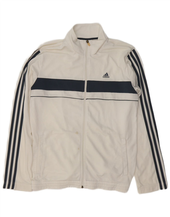 ADIDAS Mens Tracksuit Top Jacket Medium White Colourblock Polyester
