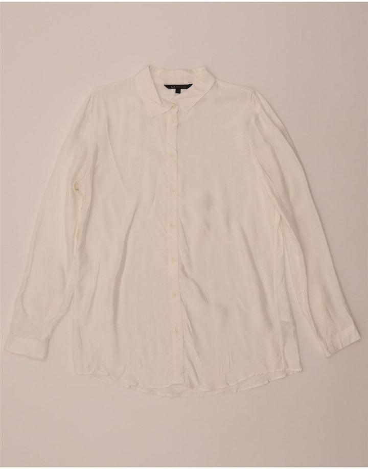 ARMANI EXCHANGE Womens Shirt UK 16 Large White Pinstripe Viscose