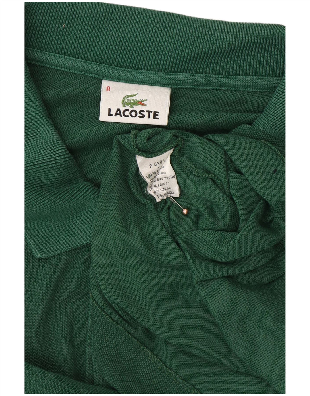 LACOSTE Mens Polo Shirt Size 8 3XL Green Cotton