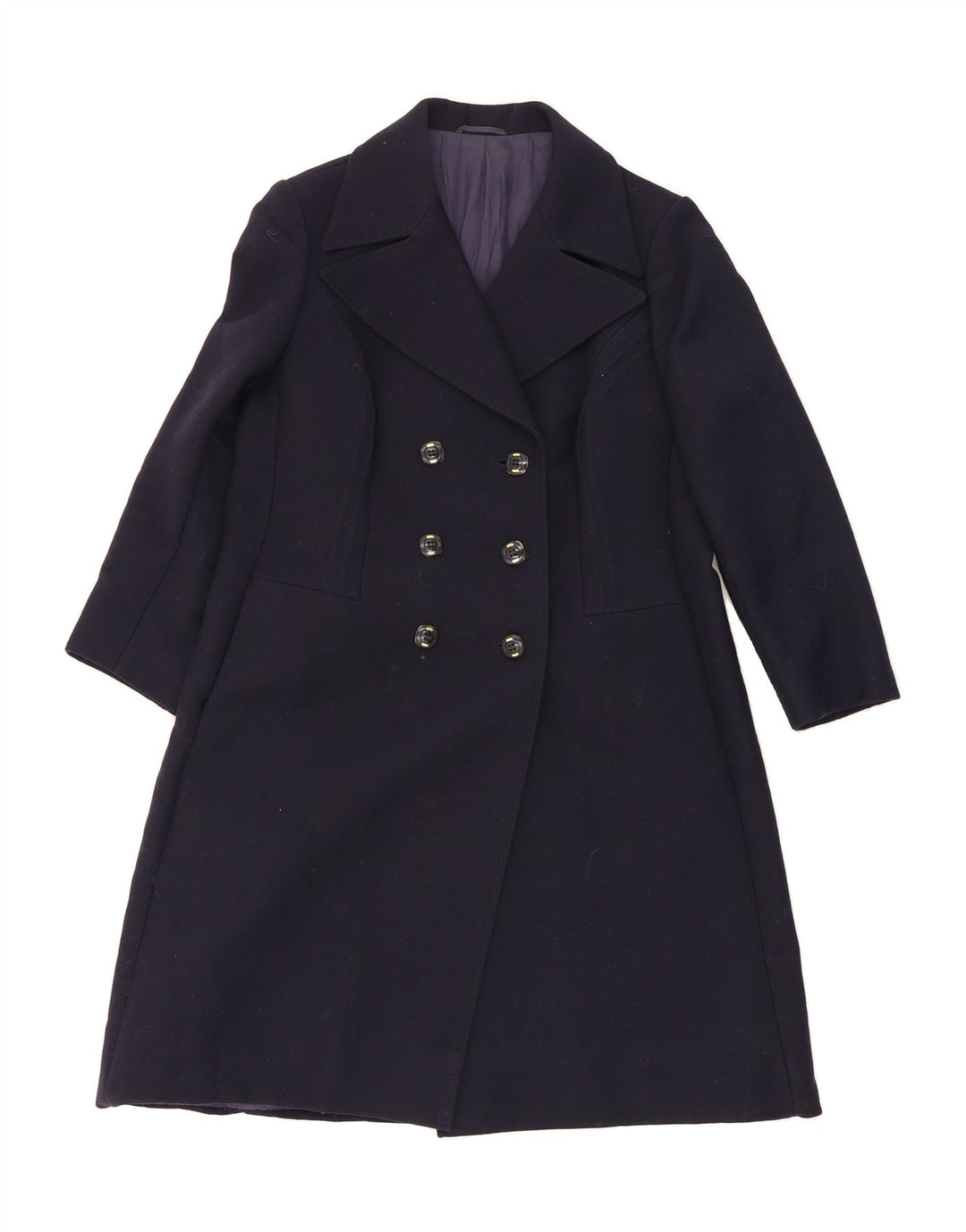 VINTAGE Womens Double Breasted Coat UK 14 Medium Navy Blue Vintage Vintage and Second-Hand Vintage from Messina Hembry 
