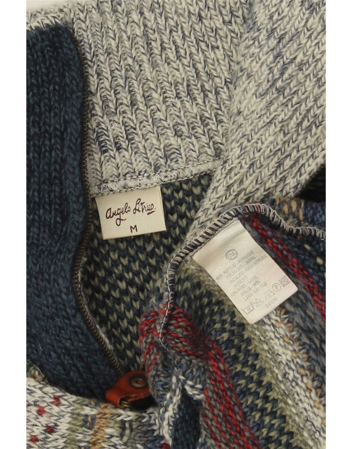 Angelo Litrico Mens Zip Neck Jumper Sweater Medium Multicoloured Striped