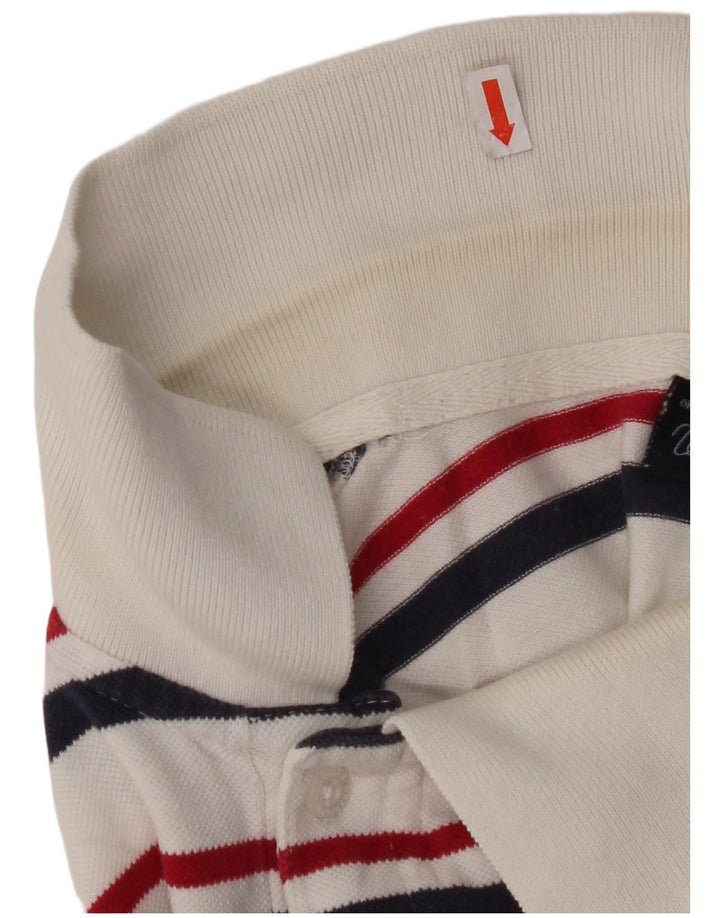 WRANGLER Mens Polo Shirt 2XL White Striped Cotton