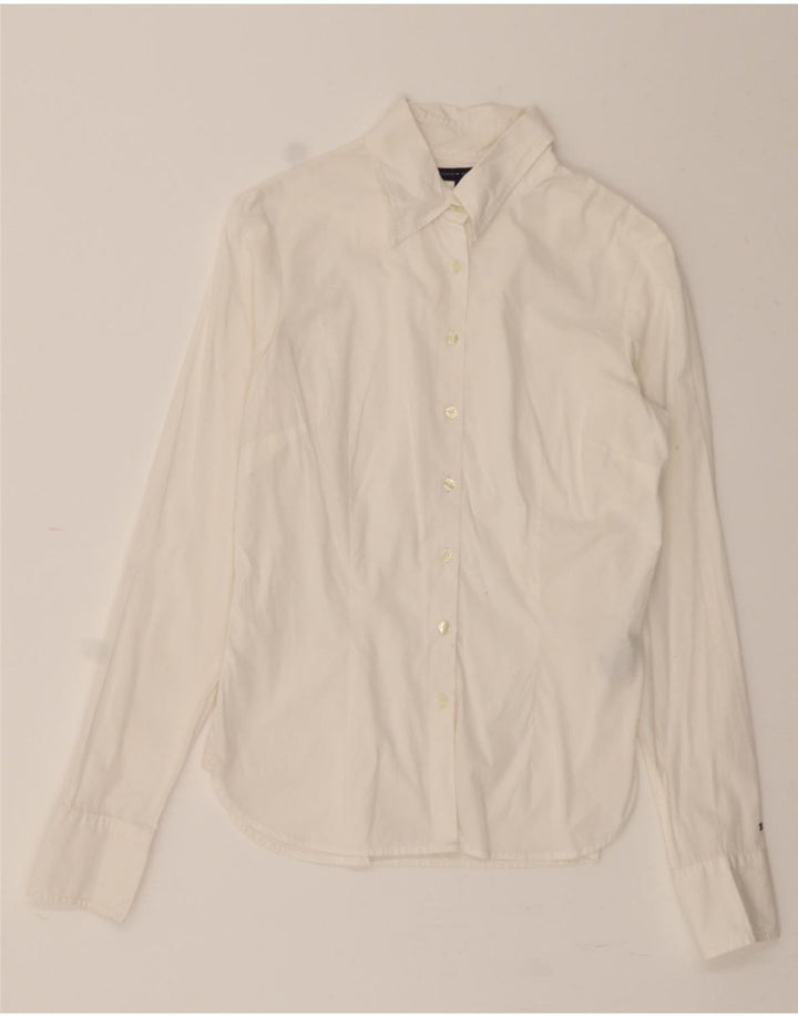 TOMMY HILFIGER Womens Shirt US 4 Small White Cotton Vintage Tommy Hilfiger and Second-Hand Tommy Hilfiger from Messina Hembry 