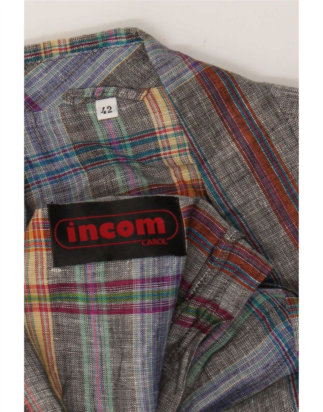 Incom Womens Longline Double Breasted Blazer Jacket IT 42 Medium Grey Plaid