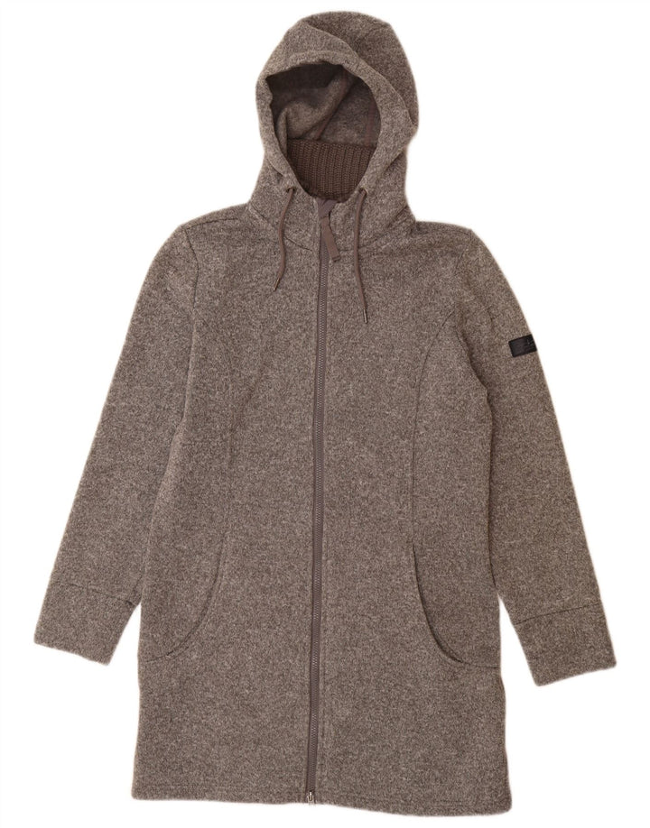 VINTAGE Womens Longline Zip Hoodie Sweater UK 14 Medium Grey Polyester