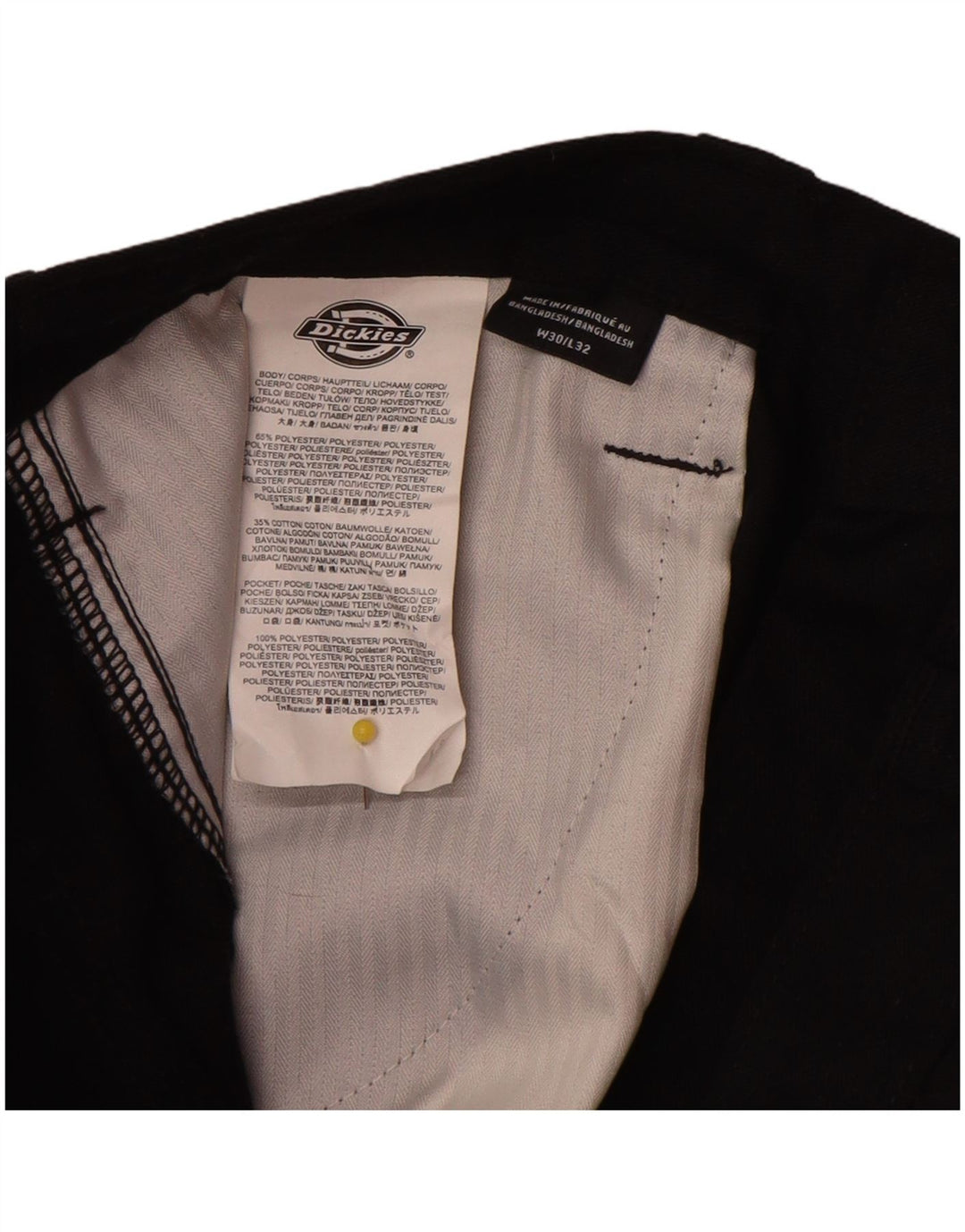 Dickies Mens Straight Cargo Trousers W30 L30 Black Polyester