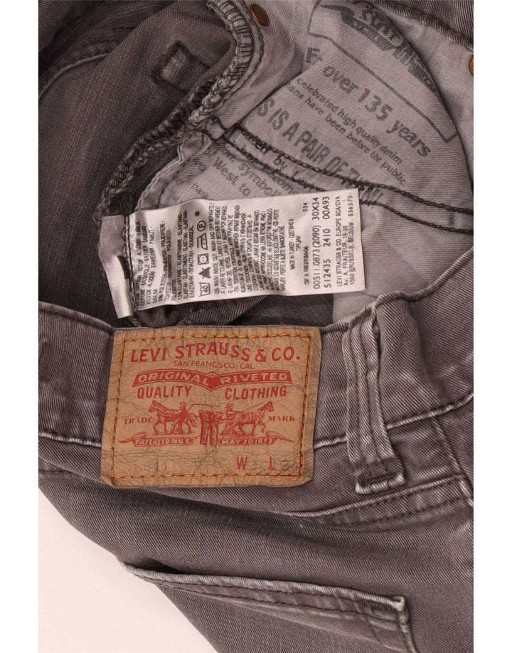 Levi's Womens 511 Slim Jeans W30 L34 Grey Cotton