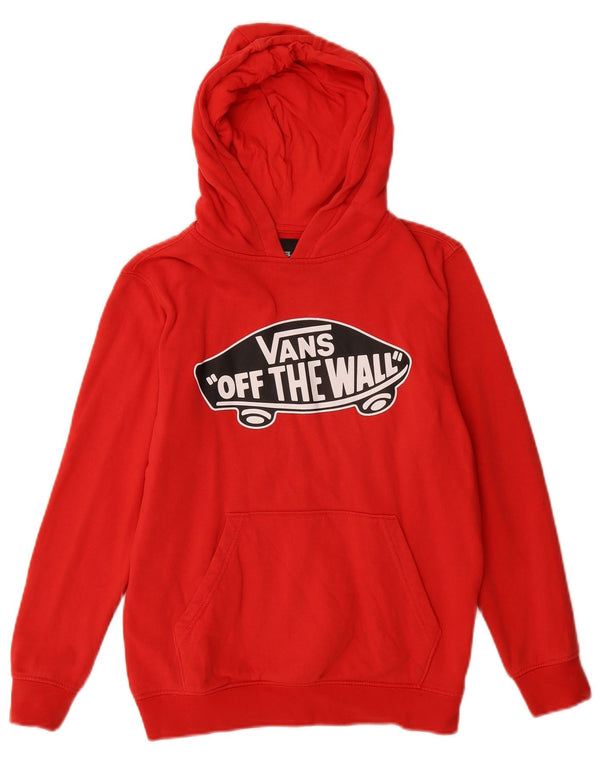 Vans Boys Graphic Hoodie Jumper 10-11 Years Medium Red Cotton