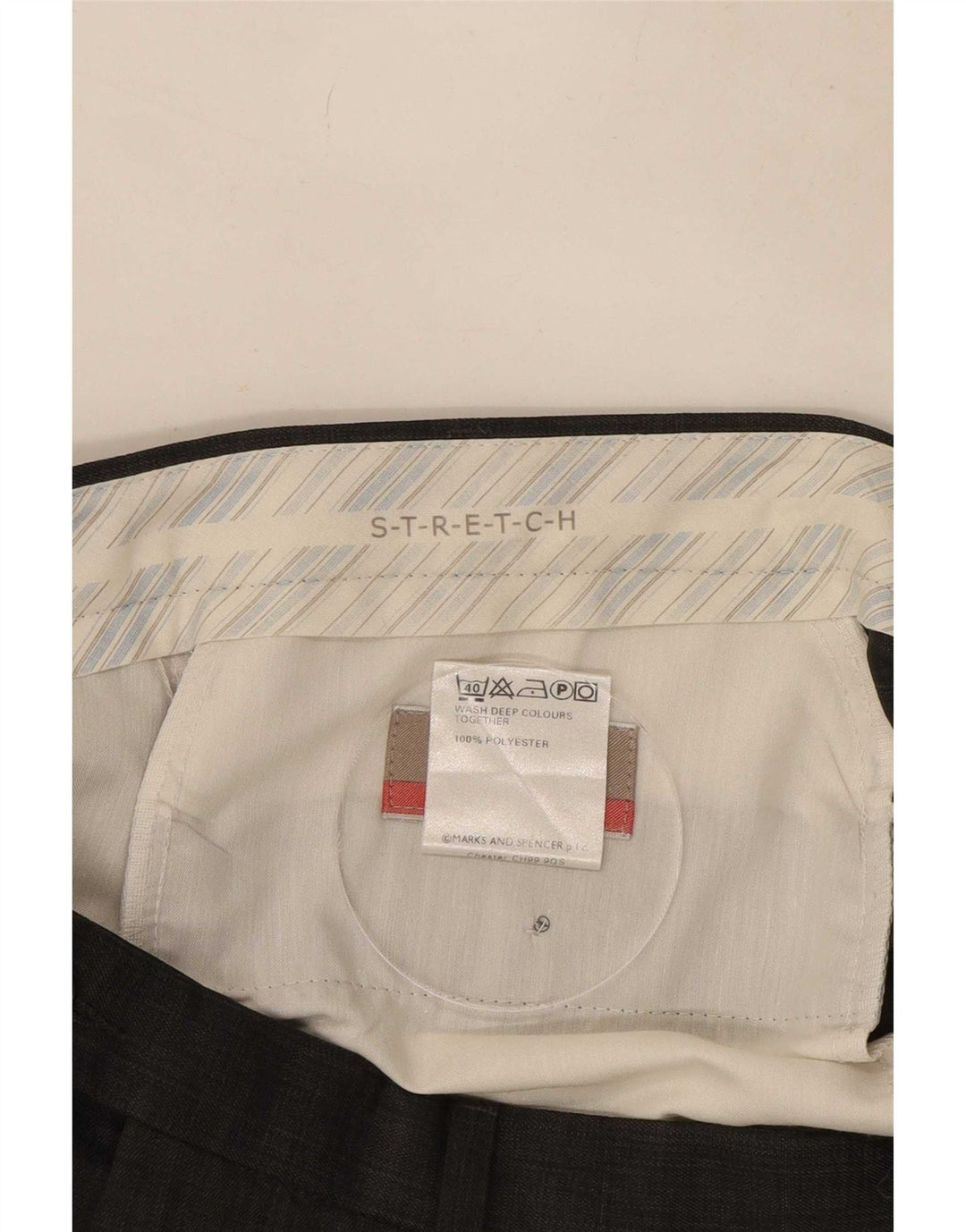 Marks & Spencer Mens Stretch Pegged Suit Trousers W36 L31 Grey Polyester