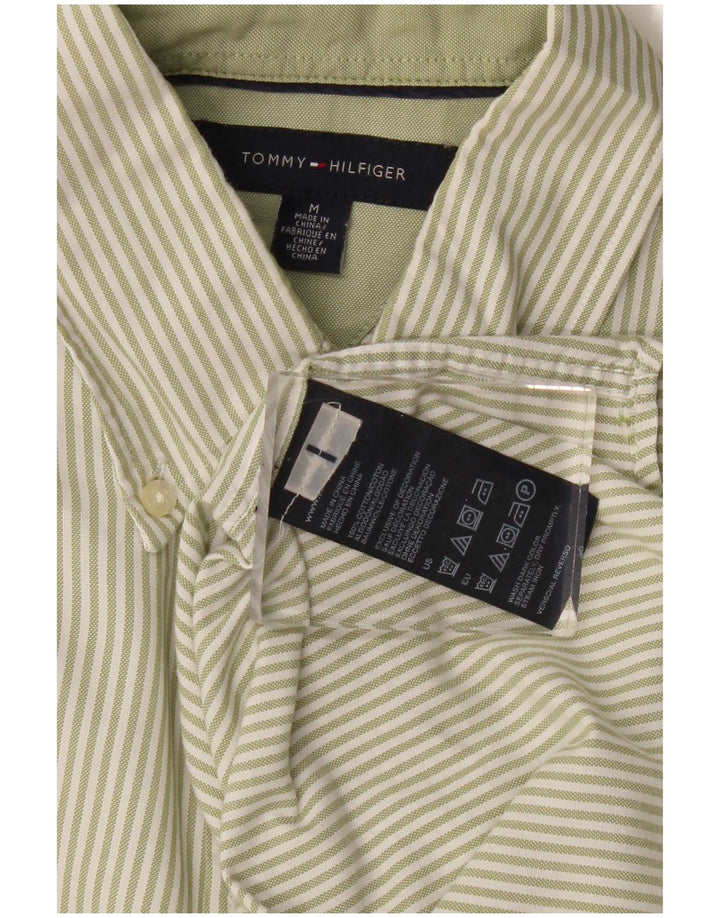 TOMMY HILFIGER Mens Shirt Medium Khaki Pinstripe Cotton