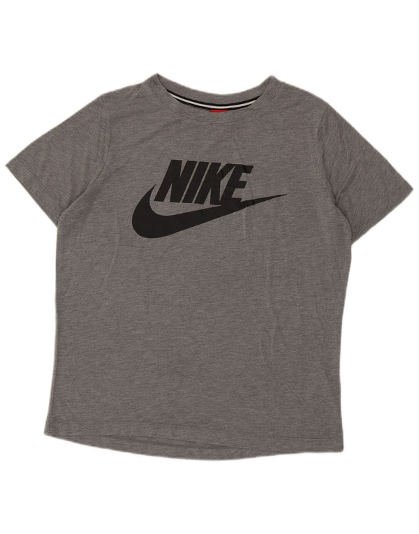 NIKE Mens Graphic Graphic T-Shirt Top Medium Grey Polyester