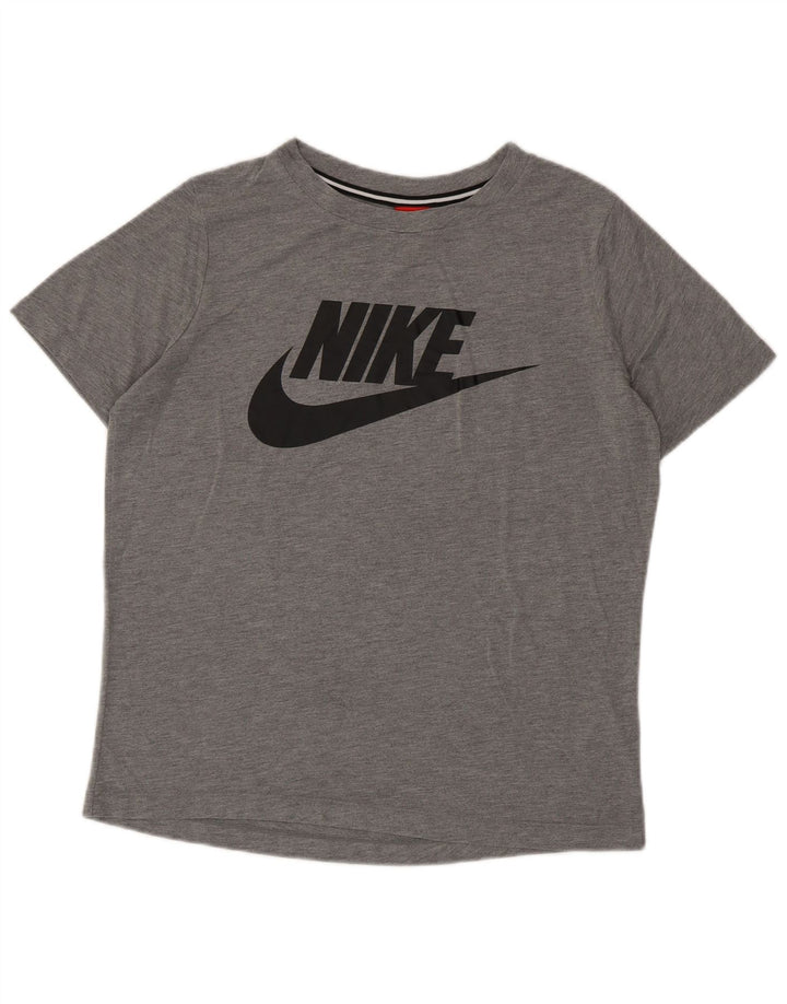 NIKE Mens Graphic Graphic T-Shirt Top Medium Grey Polyester