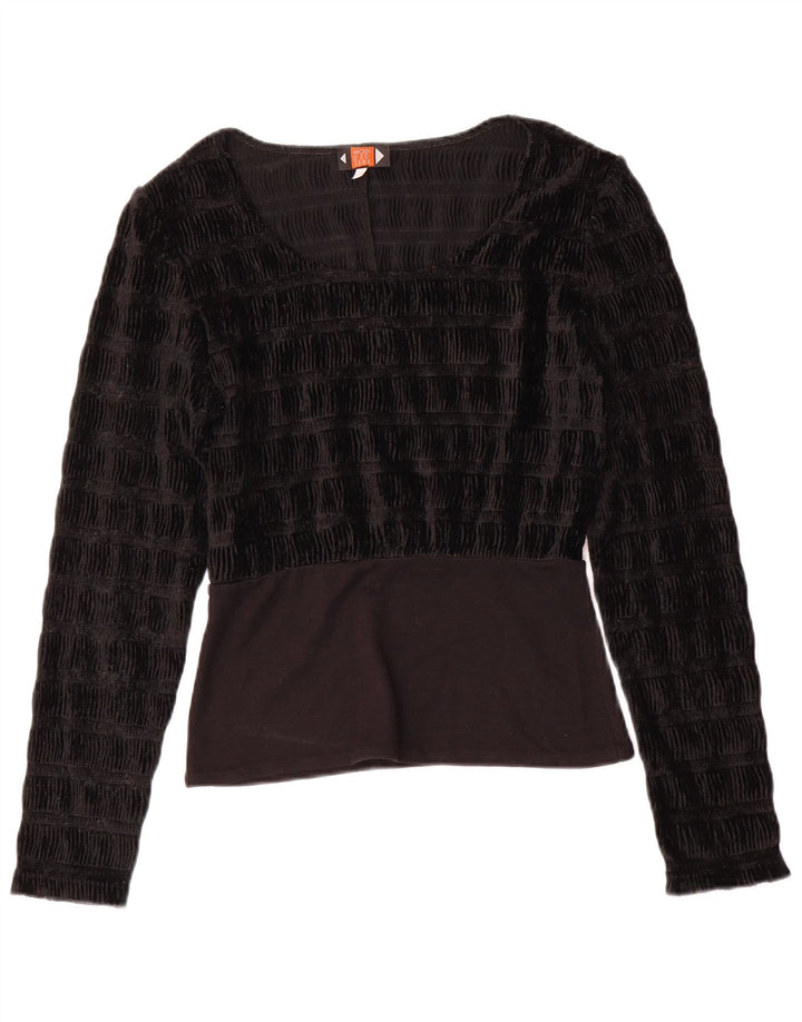 Vintage Womens Blouse Top UK 10 Small Black