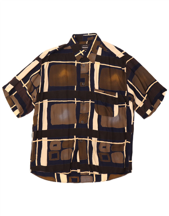 Tipo' S Mens Short Sleeve Shirt Medium Multicoloured Geometric Viscose