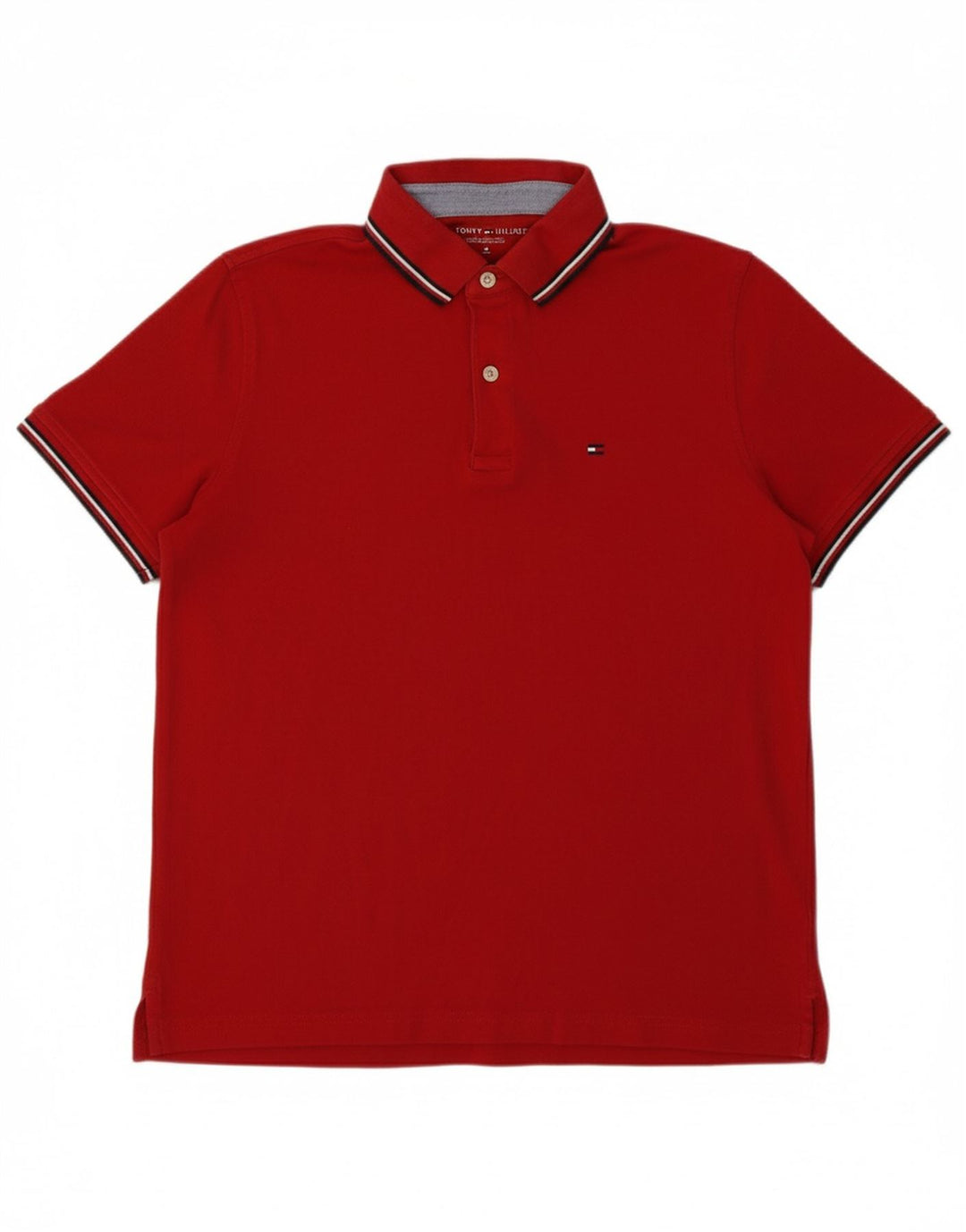 TOMMY HILFIGER Mens Polo Shirt Medium Red Cotton