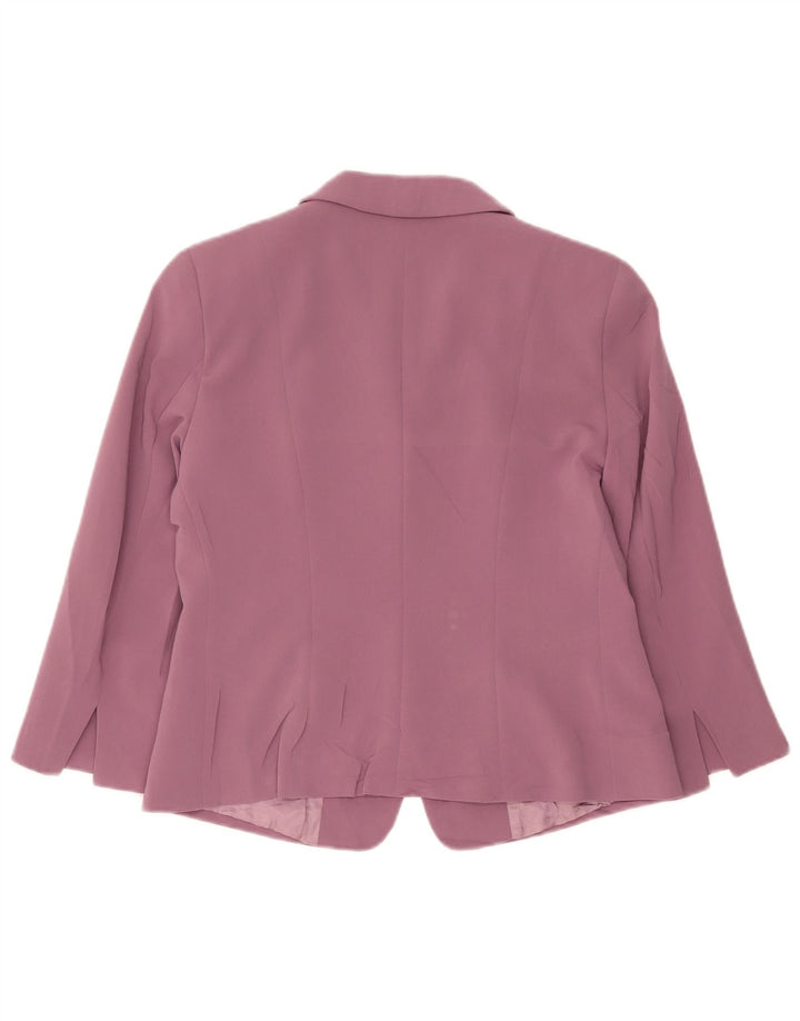 Max Mara Womens 2 Button 3/4 Sleeve Blazer Jacket UK 16 Large Pink