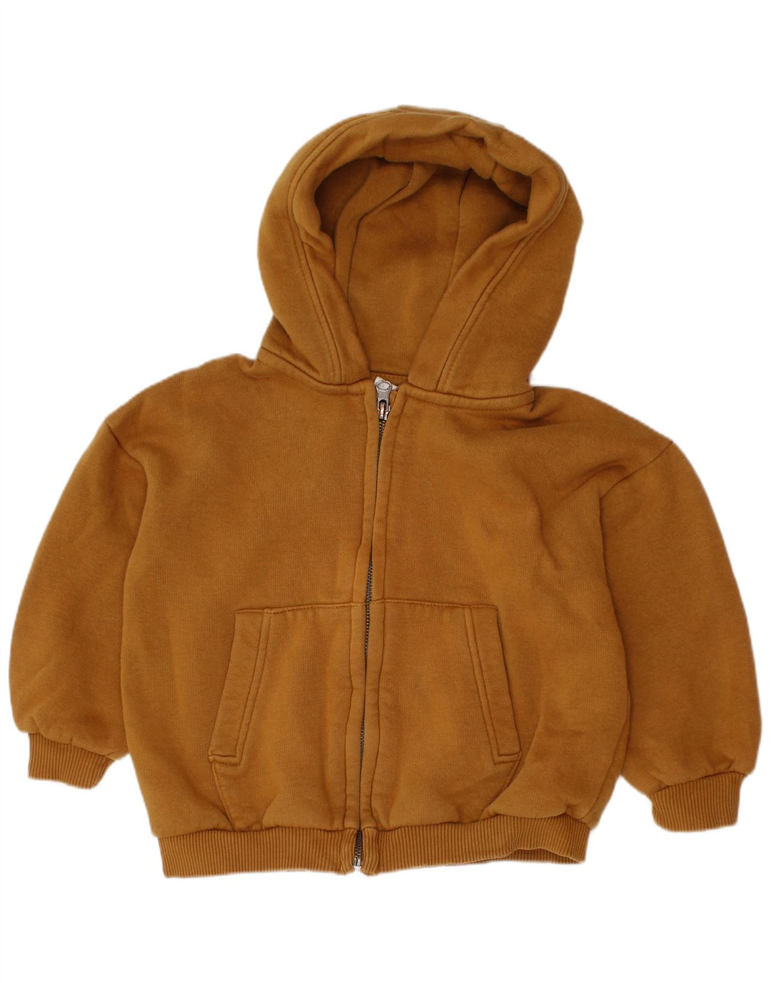 ZARA Boys Zip Hoodie Sweater 3-4 Years Brown Cotton