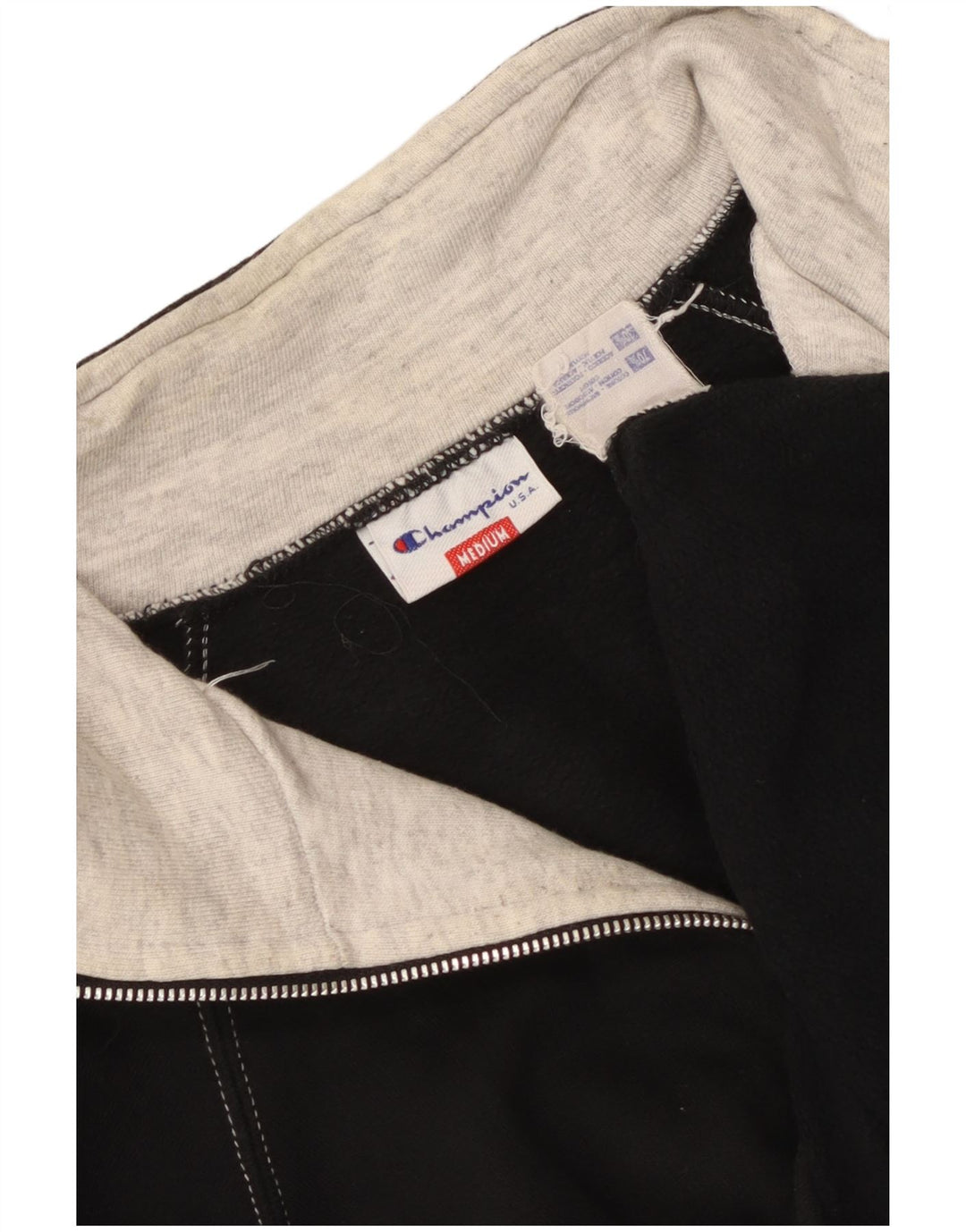 Champion Mens Graphic Zip Neck Sweatshirt Jumper Medium Black Cotton