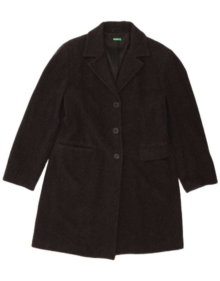 BENETTON Womens Overcoat IT 48 XL Black Wool