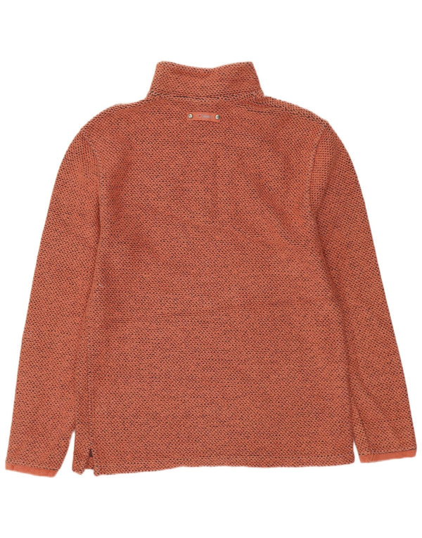 Weird Fish Mens Zip Neck Sweatshirt Jumper Small Orange Flecked Cotton