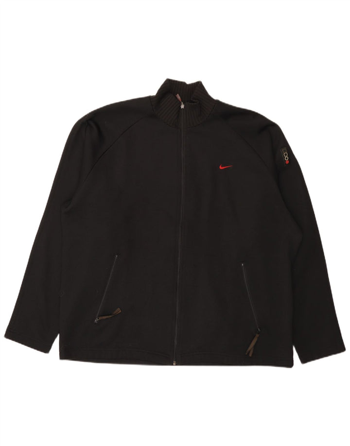 Nike Mens Tracksuit Top Jacket UK 42/44 Large Black Polyester