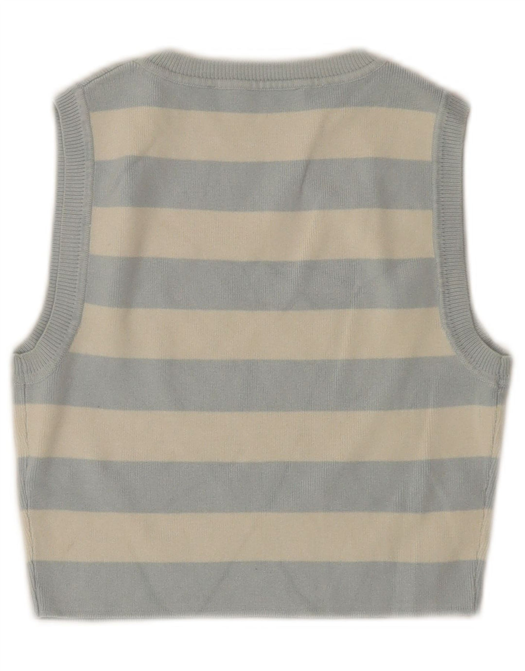 ZARA Womens Crop Vest Tank Top UK 12 Medium Blue Striped Viscose