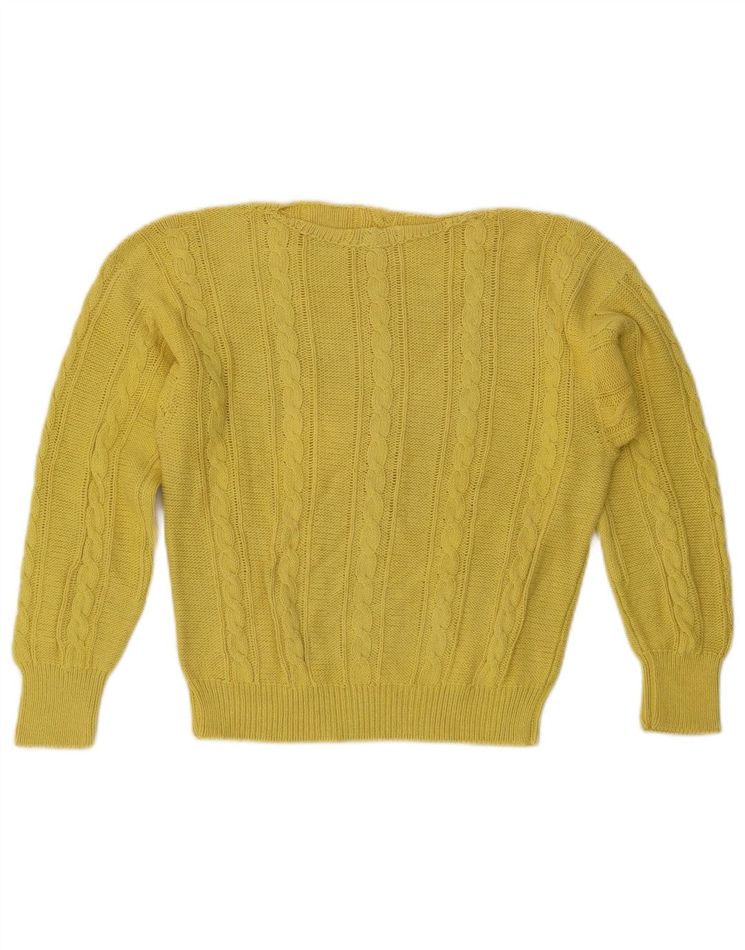 VINTAGE Womens Boat Neck Jumper Sweater UK 14 Medium Yellow