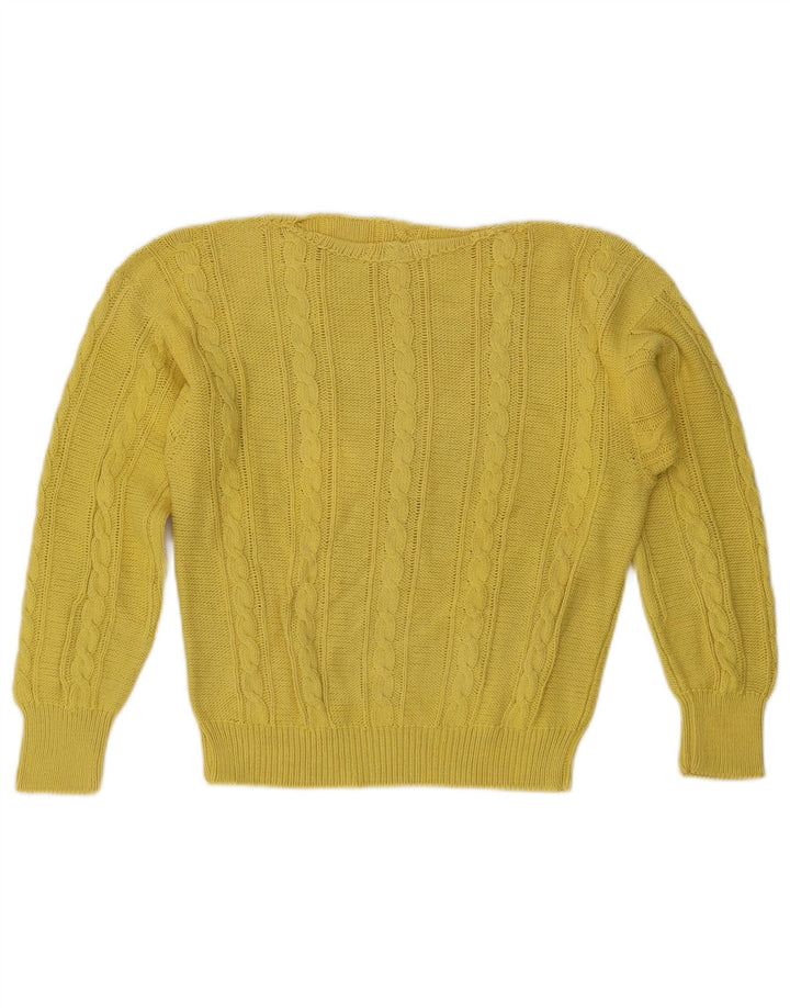 VINTAGE Womens Boat Neck Jumper Sweater UK 14 Medium Yellow