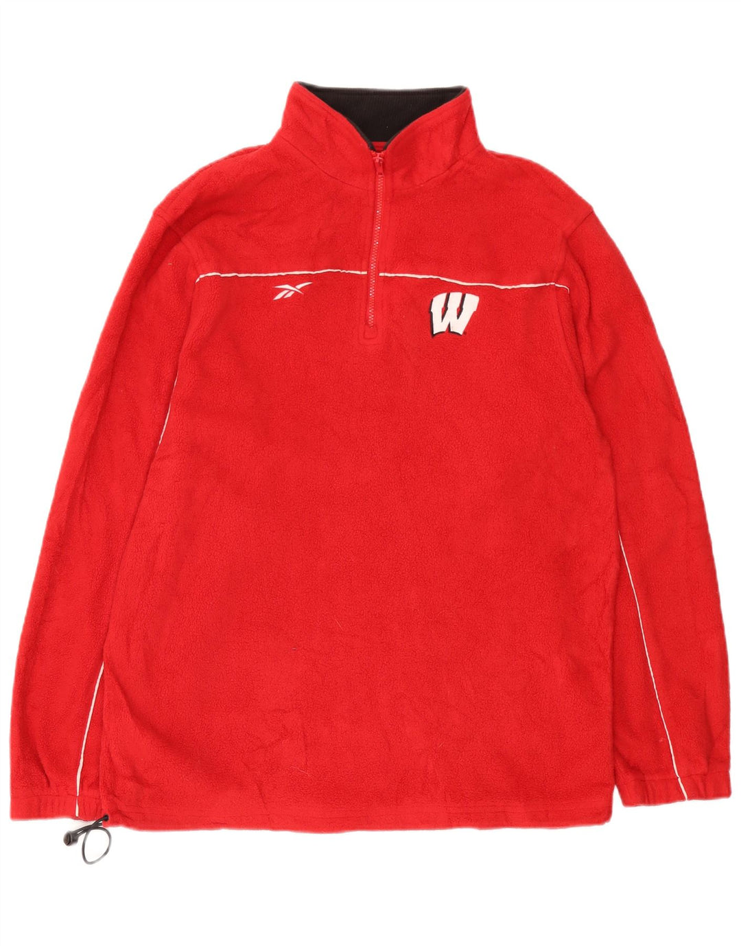 Reebok Mens Wisconsin Zip Neck Fleece Jumper Large Red Polyester